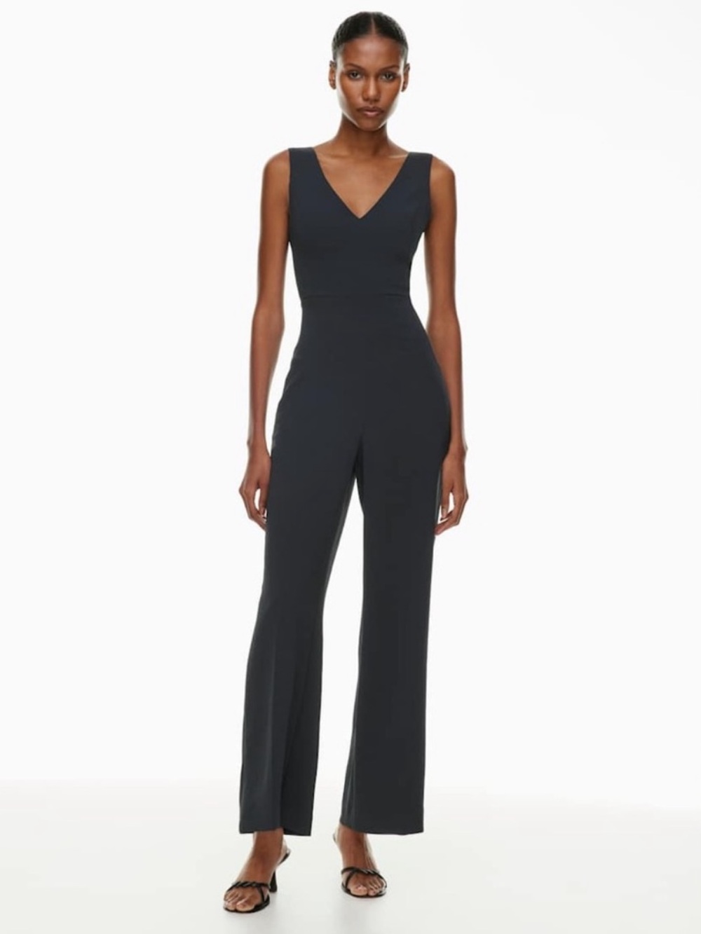 Aritzia Wilfred Mayfair Japanese Crepe V Neck Jumpsuit Wide Leg